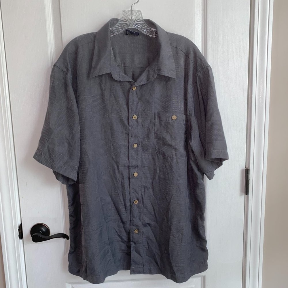 R&R Casuals palm tree embossed shirt XXL